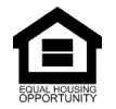 A black and white image of an equal housing opportunity logo.