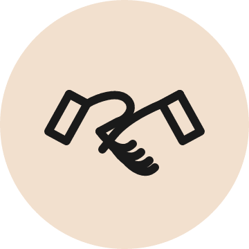 Handshake icon in a circular design.